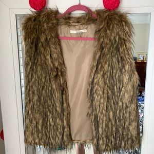 Brown faux fur vest